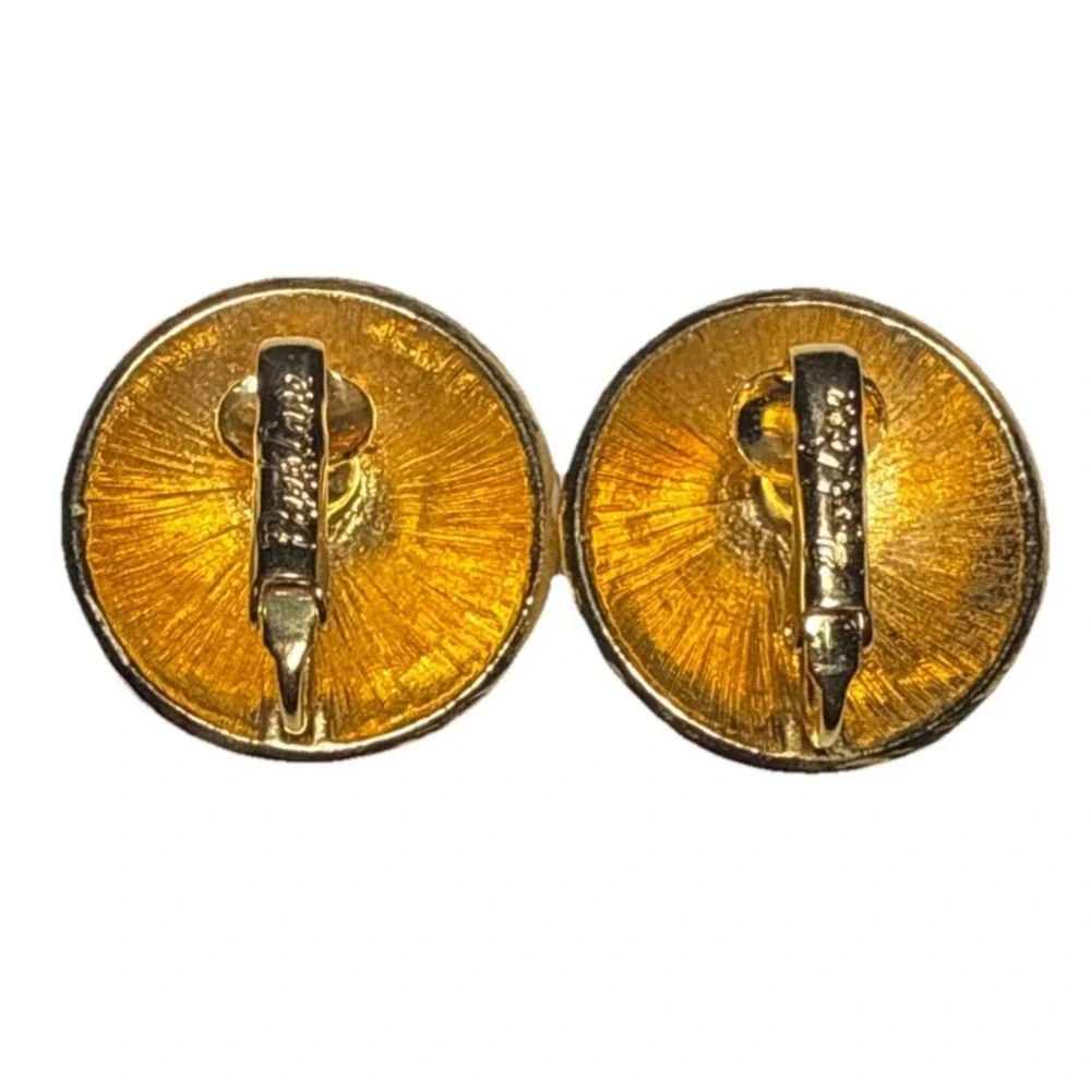 Park Lane Enamel Floral Clip On Dome Earrings Vtg‎ J-8J